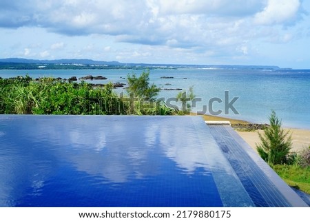 Infinity pool overlooking the sea at Okinawa
