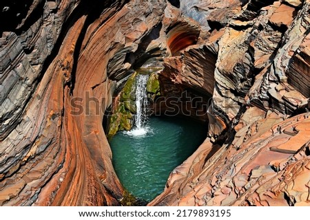 Landscape view of Spa pool in Hamersley Gorge at Karijini National Park Pilbara region in Western Australia Royalty-Free Stock Photo #2179893195