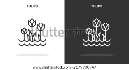 tulips line icon. Simple outline style.tulips linear sign. Vector illustration isolated on white background. Editable stroke EPS 10