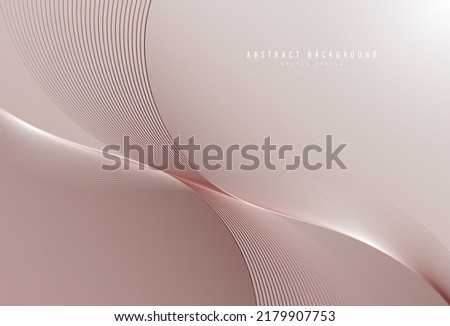 Abstract rose gold background. Shiny metallic wave stripes line element. Modern luxury template design. Glowing wavy lines. Suit for banner, poster, flyer, card, brochure, presentation, website