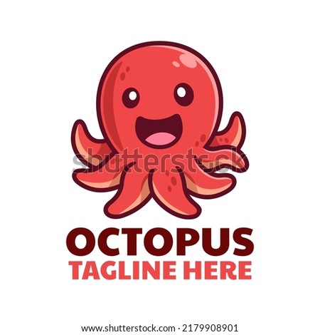 Smiling Octopus Cartoon Logo Design
