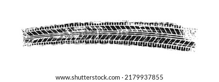 Auto tire tread grunge element. Car and motorcycle tire pattern, wheel tyre tread track. Black tyre print. Vector illustration isolated on white background. Royalty-Free Stock Photo #2179937855