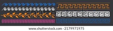 Vector set of Greek seamless pattern background. Ancient Ornament Frame Royalty-Free Stock Photo #2179971975