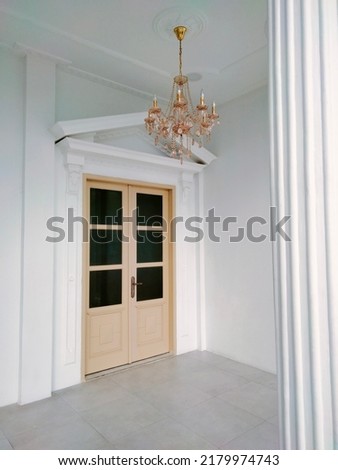 Central Kalimantan, 19 June 2022 : a picture of beatiful door and chandelier