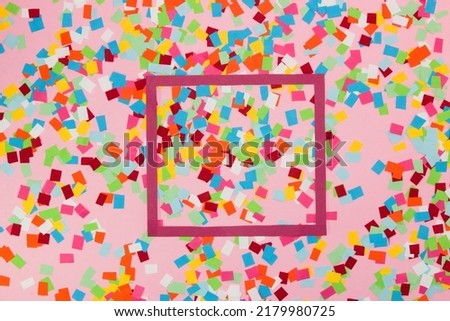 pink frame on colorful abstract background, frame as copy space, modern art design
