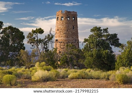 Desert View Watchtower on the South Rim of the Grand Canyon, Arizona, United States. Royalty-Free Stock Photo #2179982215