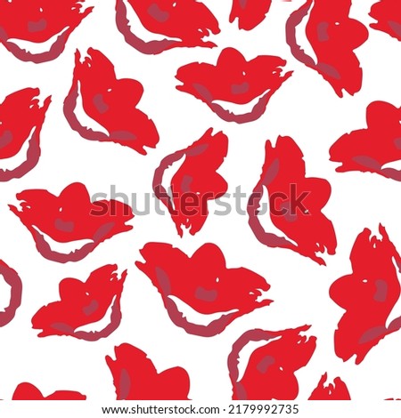 seamless plants pattern background with red flowers , greeting card or fabric