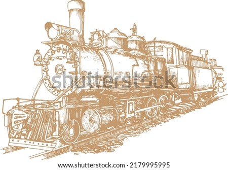Vintage style hand drawn illustration of a Train. 