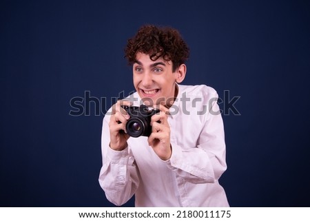 Happy attractive guy is photographed.	