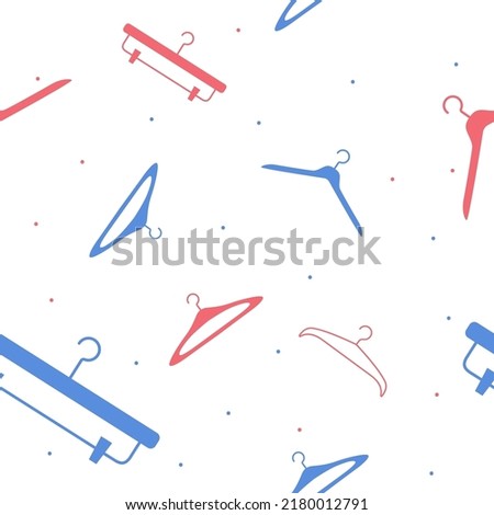 Vector flat hand drawn seamless pattern with hangers 
