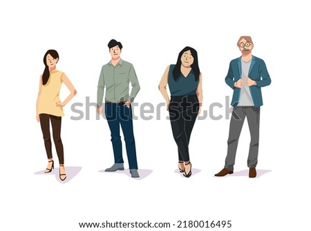 random people cartoon characters vector graphic resources  set Royalty-Free Stock Photo #2180016495