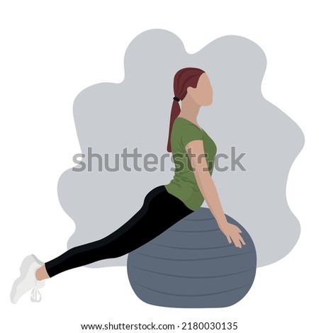 Sporty woman doing pilates on white background