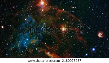 Deep space. Stars and far galaxies. Wallpaper background. Sci-fi space wallpaper. Elements of this image furnished by NASA Royalty-Free Stock Photo #2180073287