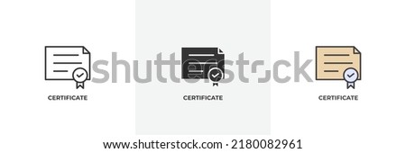 certificate icon. Line, solid and filled outline colorful version, outline and filled vector sign. Idea Symbol, logo illustration. Vector graphics Royalty-Free Stock Photo #2180082961
