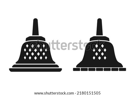 Illustration of Buddhist Temple Stupa Vector Design, Simple Borobudur Temple Set