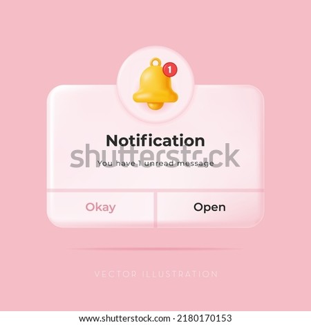 3D Reminder, Notifications page with floating elements. Business planning, events, date reminder, or timetable concept. Vector Illustration in minimal 3D style Royalty-Free Stock Photo #2180170153