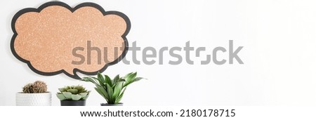 plants with blank sign on white background. copy space, advertisement, presentation. New ideas, creativity and think out of the box concept banner