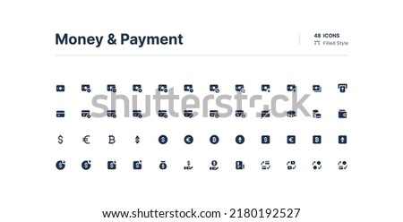 Money and Payment UI Icons Pack Filled Style Royalty-Free Stock Photo #2180192527