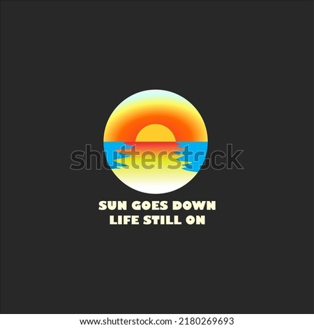 sun goes down life still on vector logo design, suitable use for symbol, and element design describe sun and ocean 