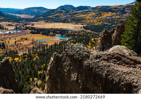 Fall Color and Square Top Mountain From  Wolf Creek Pass, Pagosa Springs, Colorado, USA Royalty-Free Stock Photo #2180272669