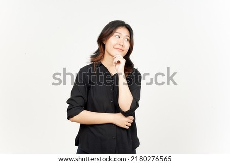 Thinking gesture of Beautiful Asian Woman Isolated On White Background