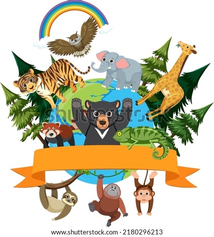 Wild animals around the world illustration
