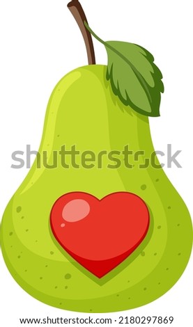 Pear fruit with heart in the middle illustration