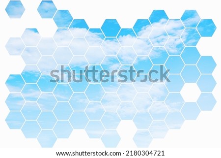hehagonal clouds, futuristic nature background