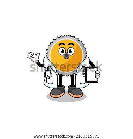 Cartoon mascot of saw blade doctor , character design