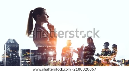 Young businesswoman portrait, thinking face expression
