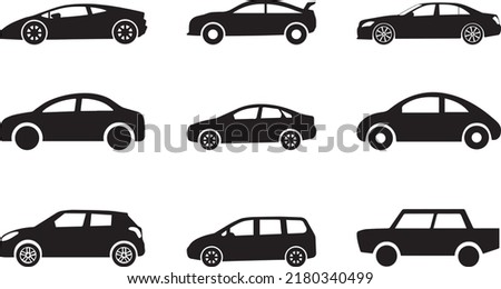 car clip art vector set with sports car and normal car, different car model silhouette.