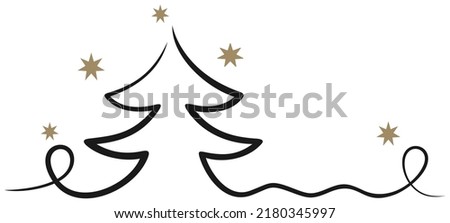 Christmas tree. Abstract tree in Black with gold stars. White background.
Christmas Ornament as vector.