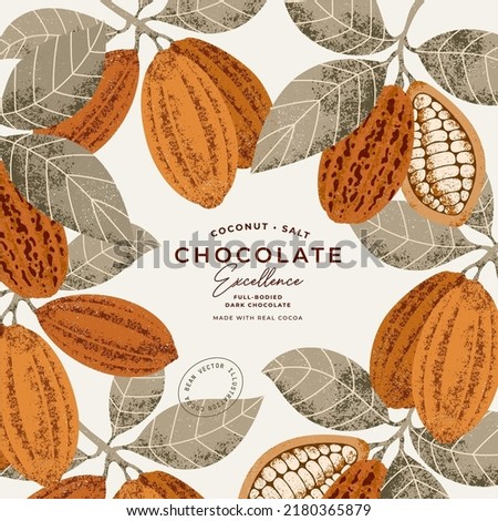 Chocolate bean textured illustration. Vintage style design template. Royalty-Free Stock Photo #2180365879