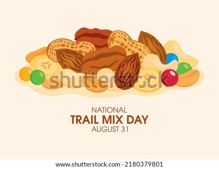National Trail Mix Day vector. Pile of mixed nuts and dried fruit icon vector. August 31. Important day Royalty-Free Stock Photo #2180379801