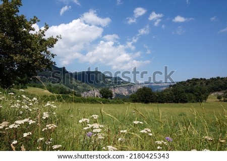 View from Salt de Sallent cascade at Rupit i Pruit, Osona, Barcelona Royalty-Free Stock Photo #2180425343