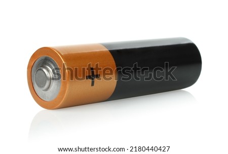 Alkaline battery AA-size isolated on white background Royalty-Free Stock Photo #2180440427