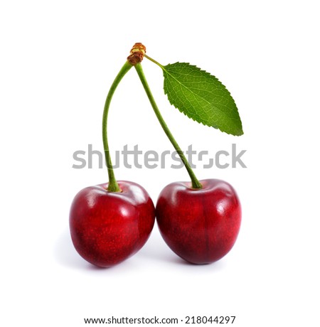 Cherry isolated on hite background. Royalty-Free Stock Photo #218044297