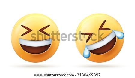 3d vector of yellow face laughing icon isolated on white background Royalty-Free Stock Photo #2180469897