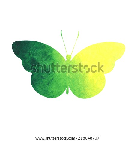 colorful green watercolor butterfly