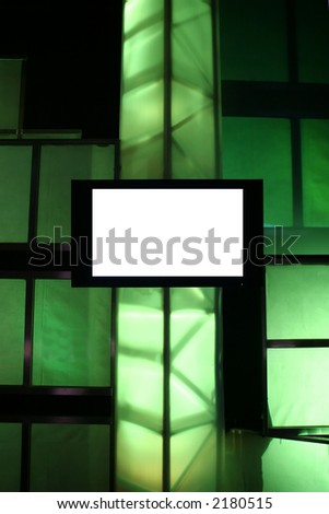 Blank Presentation Monitor on Stage with Green Lights