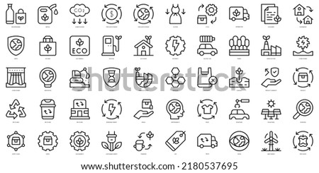 Set of thin line circular economy Icons. Vector illustration Royalty-Free Stock Photo #2180537695
