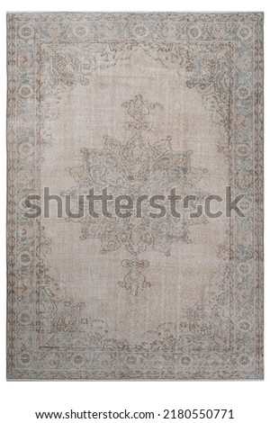 colorful classic patterned machine rug. on a white background. Royalty-Free Stock Photo #2180550771
