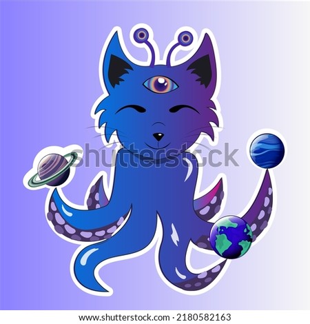 Alien Cute Fox Stickers Illustrations