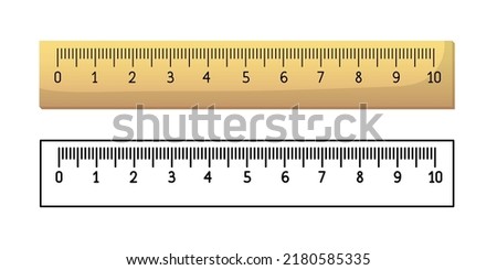 Yardstick. Measuring ruler set.  Vector clipart isolated on white background. Royalty-Free Stock Photo #2180585335