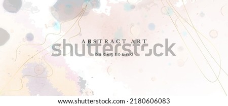 Pink Watercolor Vector Background. Flower Wedding Abstract Design. Gold Luxury Lines on Watercolor Texture. Pastel Warm Tones Minimal Style. Art For Prints and Invitations Cards.