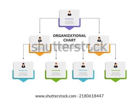 Corporate organizational chart with business avatar  icons. Business hierarchy infographic elements. Vector illustration Royalty-Free Stock Photo #2180618447