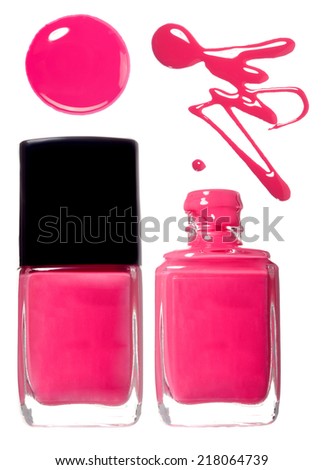 Pink nail polish set. Photo. 