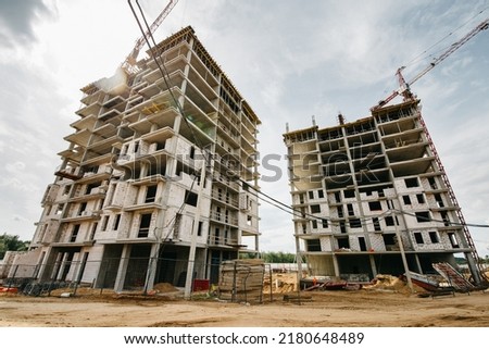 beautiful photos of the construction of houses in the European design style. High quality photo