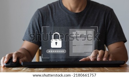 Employee confidentiality. Software for security, searching and managing corporate files and employee information. NDA(Non-disclosure agreement). Management system with employee privacy. Royalty-Free Stock Photo #2180661757