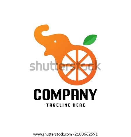 illustration logo combination elephant and orange good for juice brand or another brand.